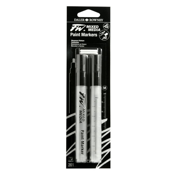 Daler-Rowney FW Empty Marker Set, 2 Medium Barrels with 2 mm Round Nibs