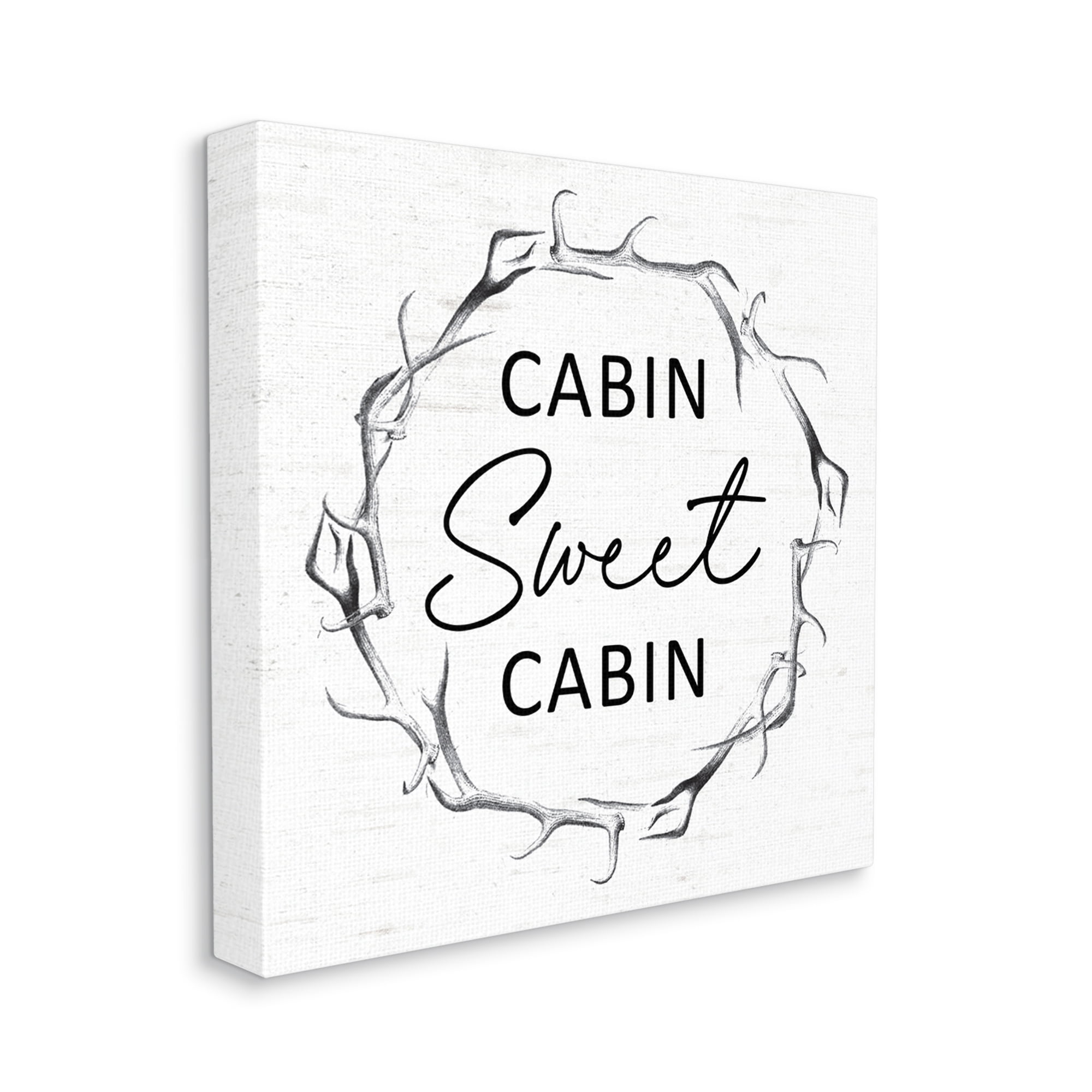 Stupell Industries Sweet Cabin Phrase Wildlife Deer Antlers Border Graphic Art Gallery Wrapped Canvas Print Wall Art, Design by Lettered and Lined