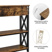 Yaheetech 2-Tier X-Design Wooden Console Table for Entryway, Rustic Brown