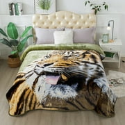 800GSM Printed Rachel Plush Blanket King Tiger 26