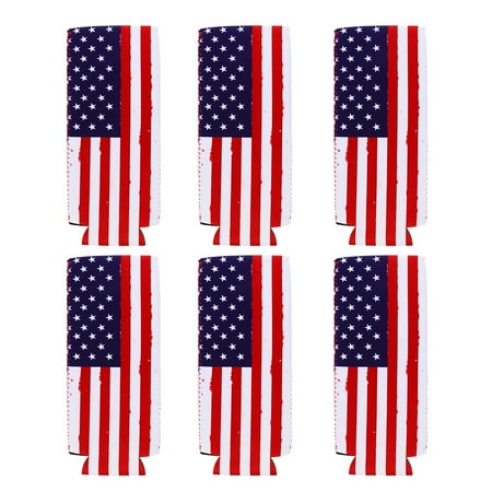

6Pcs American Flag Can Cooler Sleeves Can Cooler Sleeves Beer Bottle Cover