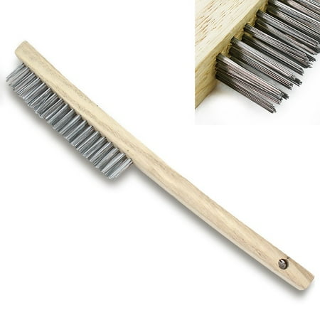 Libman Long Handle - Stark Long Wooden Handle Stainless Steel Wire Cleaning Brush with 4x16 Wire Bristle