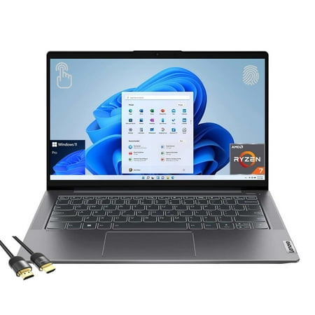 Lenovo Ideapad 5 Business Laptop, 14" FHD Touchscreen Micro-Edge Display, AMD 8-Cores Ryzen 7 5700U, 8GB RAM, 512GB PCIe SSD, Backlit KB, Fingerprint, Webcam, WIFI 6, USB-C, Mytrix HDMI, Win 11 Pro