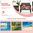 thumbnail image 4 of Gymax 4PCS Patio Conversation Set Outdoor Rattan Furniture Set w/ Red Cushions, 4 of 10