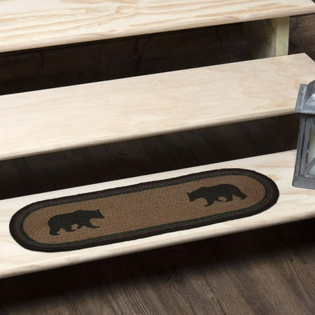 Bear Stairs Mini (Dark Tan Rustic & Lodge Flooring Laramie Bear Jute Latex Backing Stenciled Nature Print Oval Stair)