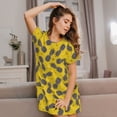 thumbnail image 3 of Balery Summer Pineapple Camisón de manga corta con cuello redondo para mujer, cómodo y elegante., 3 of 6