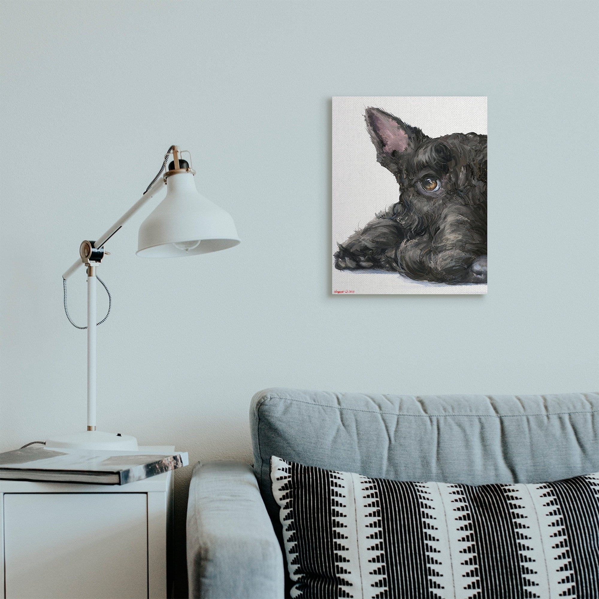 Stupell Industries Sleepy Scottish Terrier Portrait Adorable Pet Dog Canvas Wall Art, 16 x 20, Design by George Dyachenko