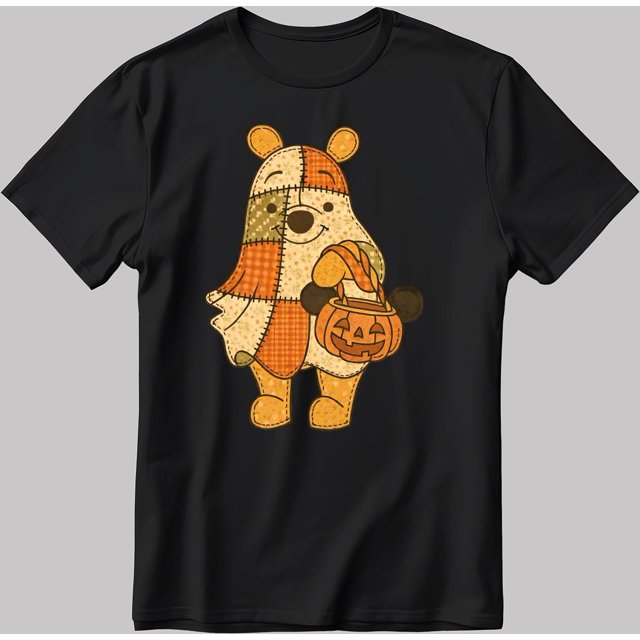 Winnie the Pooh Halloween, t-shirt White-Black Men's / Women's T Shirt DE602 - White - XL
