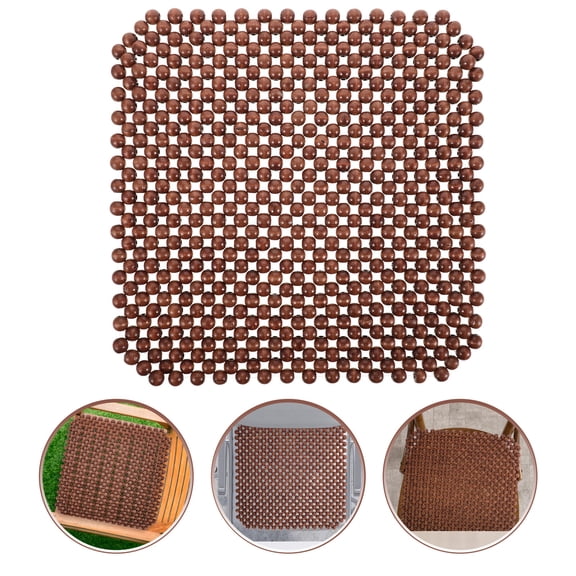 DEEPCRAFF Modern Wood Beaded Car Seat Cushion, Coffee Brown Driver Seat Pad, Breathable Massage Auto Chair Cover Accessory