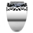 thumbnail image 4 of High polished (no plating) Stainless Steel Ring with Semi-Precious Snowflake Obsidian in Jet for Women Jet Stone Color Style TK3230 Size 12, 4 of 4