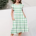 thumbnail image 5 of RXIRUCGD 2025 Vêtements d'Été pour Enfants Filles Robe Imprimée à Fleurs Manches Courtes Poches à Volants Col Rond pour Enfants, 5 of 5