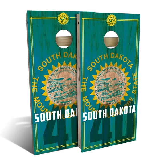 Skip's Garage | South Dakota State Flag 2.0 Cornhole Board Set | Includes Boards & Bags | Choose Your Size & Accessories