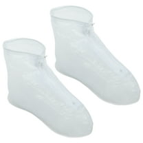 Unique Bargains Pair Unisex Waterproof Reusable Rain Shoe Covers Ankle high top Boots Non-Slip M Matte White