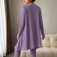 thumbnail image 4 of cfhntfmh Womens 3 Piece Pajama Sets Ribbed Knit Long Sleeve Cardigan with Tank Top Slim Leg Pants Outfits Loungewear Pjs Set, 4 of 6