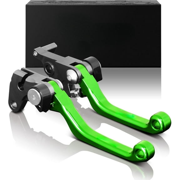 Green Dirt Bike Brake Clutch Levers Pivot Adjustable CNC Compatible with KLX140 2008-2021 / KLX140L 2008-2020 / KLX140G 2017-2020 / KLX140R KLX140RF 2021-2024