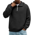 thumbnail image 2 of Paiwinds Men's Solid Color Waffle Knit Hoodie Half Zip Pullover Sweatshirt with Kangaroo Pocket Casual Long Sleeve Hooded Top, 2 of 9