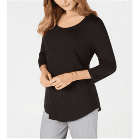 UPC 608381000017 product image for JM Collection Women s Scoop Neck Top Black Size S | upcitemdb.com