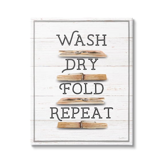 Stupell Industries Rustic Laundry Phrases Typography Painting Gallery Wrapped Canvas Art Print Wall Art, 16 x 20