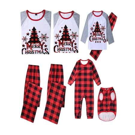

Family Pajamas Matching Sets Christmas Tree Plaid printing Sleepwear for Baby Adults and Kids