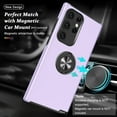 thumbnail image 3 of Shockproof Case for Samsung S23 Ultra 5G, [Embedded Finger Ring] Military Grade Phone Case Cover with Reinforced Metal Stand Kickstand [Support Magnetic Car Holder] for S23 Ultra, Purple, 3 of 13