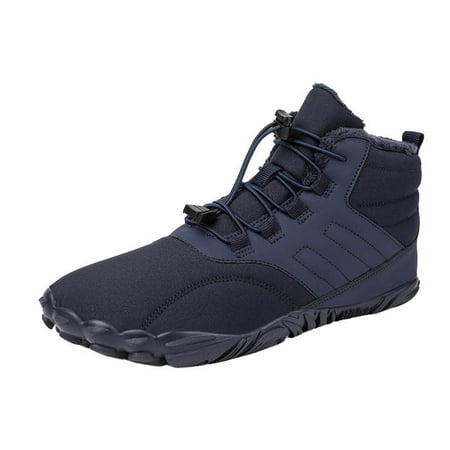 Sexlip Men s Winter Boots Warm Fleece Lined Waterproof Snow Boots Ankle High Outdoor Hiking Shoes Non-Slip Cold Weather Comfortable Shoes Blue 47