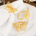 thumbnail image 6 of Efavormart 4 Pack | Metallic Gold Laser Cut Butterfly Napkin Rings, Decorative Cloth Napkin Holders, 6 of 11