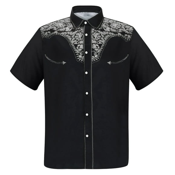 Xdzjlr Polo Shirts For Men Western Denim 3D Printed Lapel Short Sleeve Casual Floral Leisure Men's Shirts Xxl