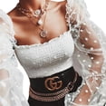 thumbnail image 4 of Diconna Haut de Mode pour Femme Coupe Ajustée Manches Longues à Pois en Maille Court, 4 of 4