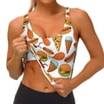 thumbnail image 4 of Haiem Hot Dog Burger Pattern Womens Sports Bra - U Neck Padded Low Impact Yoga Bra Workout Crop Top Gym Moisture-Wicking Workout Vest -XX-Large, 4 of 9