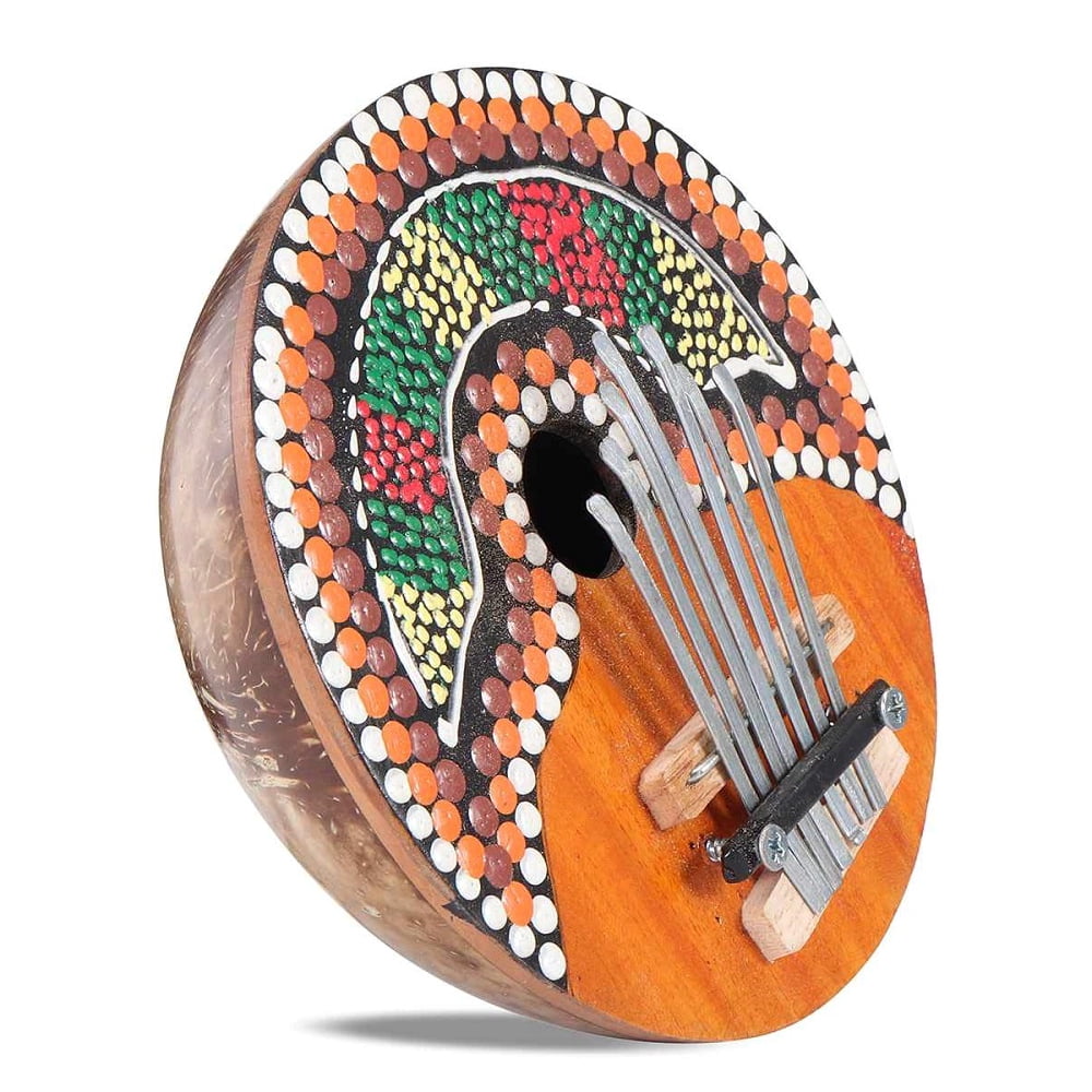 Kalimba Thumb Piano 7 Keys Adjustable Coconut Shell Painted Thumb Piano