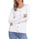 thumbnail image 4 of Suéter Cardigan INSPIRE CHIC para mujer, cuello redondo, con botones, de manga larga, casual, tejido, XS, blanco, 4 of 6