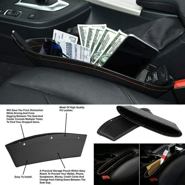 2-Pack Car Seat Gap Filler Organizer | PU Leather With Pockets | Stops Phone & Keys From Falling