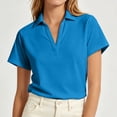 thumbnail image 6 of Womens V Neck Collared Shirts, Short Sleeve Business Dressy Casual Tops, Summer Flowy Trendy Tees, 6 of 8