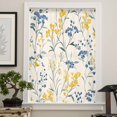 thumbnail image 4 of Yellow Blue Flowers Semi Sheer Curtains Drapes for Living Room, Bedroom, French Doors Window 63 Inches Long, Watercolor Botanical Floral Plants Rod Pocket Chiffon Curtain Drapery Voile Drape Panel, 4 of 6