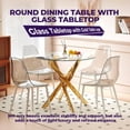 thumbnail image 1 of Round Glass Dining Table - Chrome Metal Legs, Clear Glass Table Top, Modern Dining Table for Home Kitchen Dining Room, 1 of 5