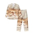thumbnail image 1 of Balery Sleeping Cat In Blanket Pijama para Hombre de Dos Piezas con Manga Larga, Conjunto de Dormir y Descanso Suave con Bolsillos-Large, 1 of 7