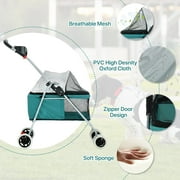 NiamVelo Dog Stroller Folding Pet Stroller Cat Stroller with 4 Wheels Portable Doggy Stroller with Cup Holders, Teal