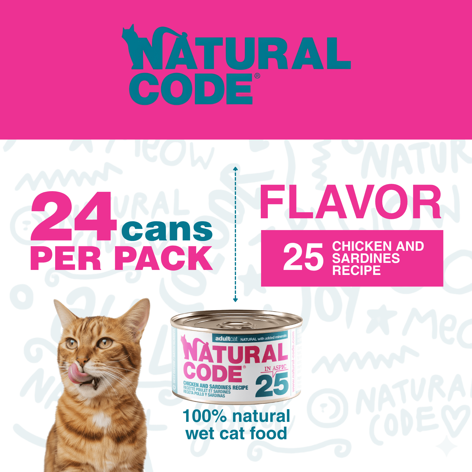 Natural Code - Wet Cat Food, Limited Ingredient Cat Food, High-Protein, Non-GMO, No Artificial Additives, Made In Italy, Chicken & Sardines in Aspic for Adult Cats (3 oz, 24 Pack)