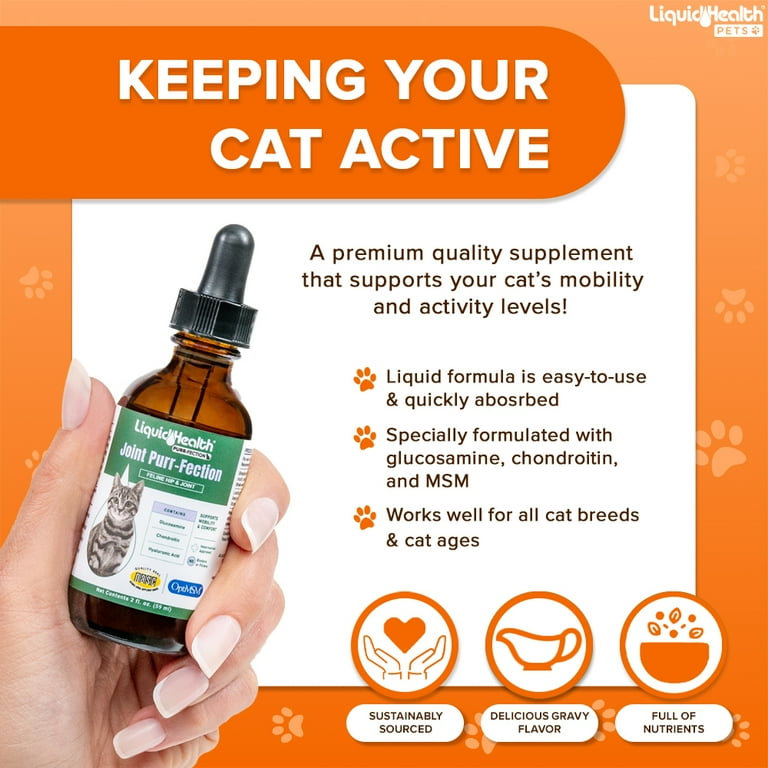 LIQUIDHEALTH Joint Purr Fection Liquid Glucosamine for Cats 2.3 Oz 3 Pack