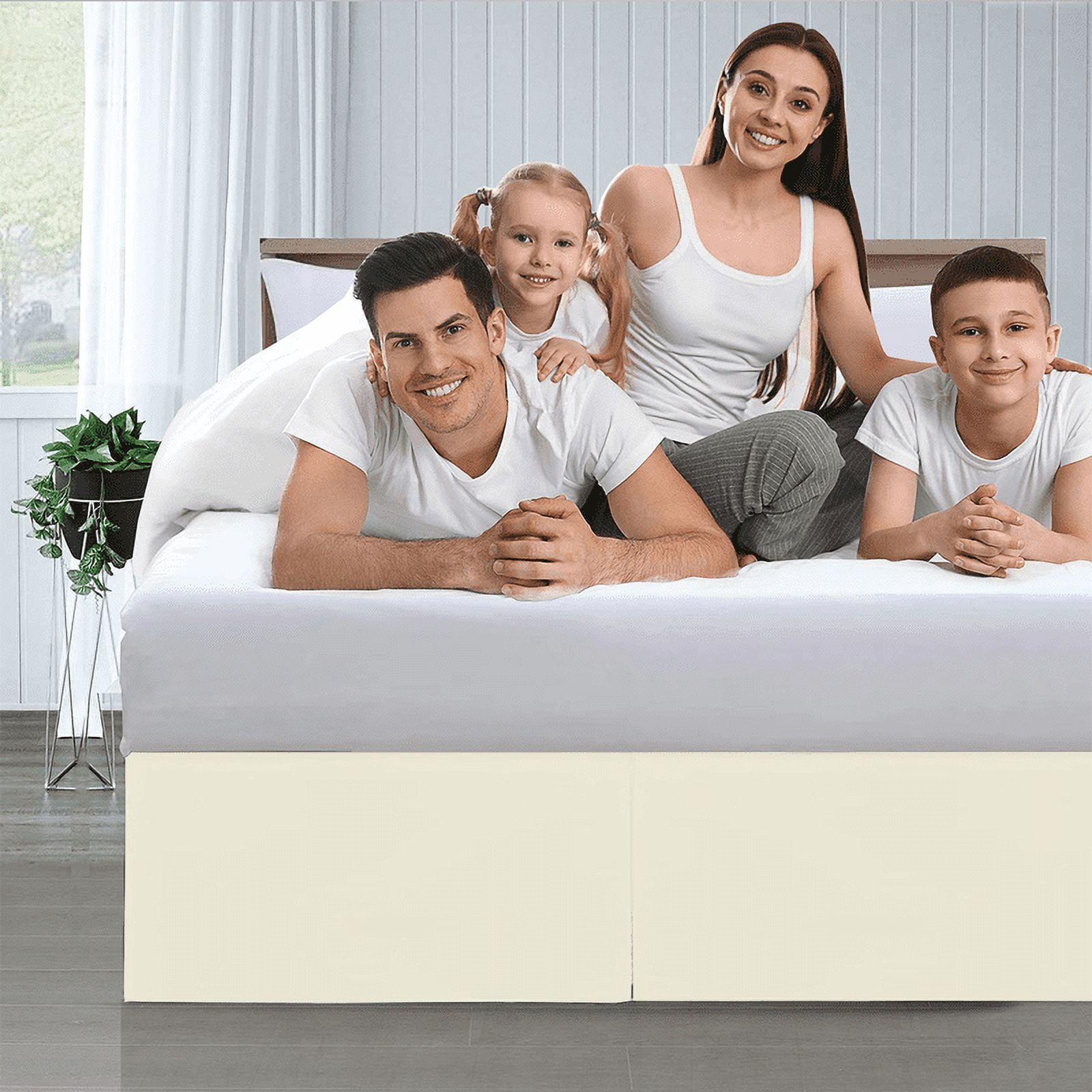 EASYCOT 800 Thread Count 100% Egyptian Cotton Hotel Quality Luxurious Box Pleated Bed Skirt Easy Fit with&nbsp;21" Drop Length ( Ivory , Full )