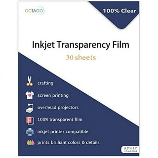 50 Sheets Inkjet Transparency Paper,100% Clear Inkjet Transparency Film for  Inkjet Printers,Overhead Projector Transparencies and Screen Prints