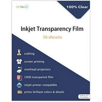 OCTAGO Inkjet Transparency Film - Inkjet Transparent Paper for Overhead & Screen Printing - Thick Transparency Sheets & Printable Plastic Sheets for Crafts - 8.5 x 11 Inches, Pack of 30
