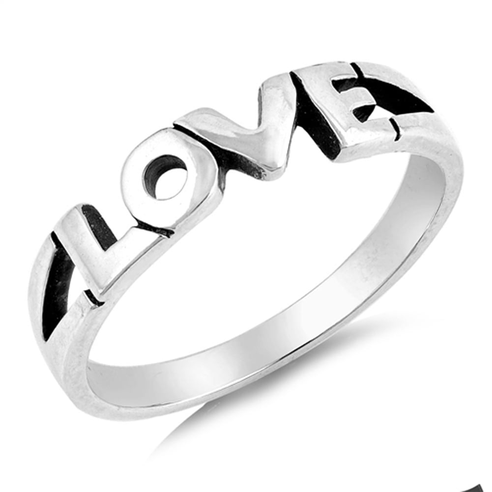 Love Word Script Stackable Purity Ring New .925 Sterling Silver Band Sizes 4-9