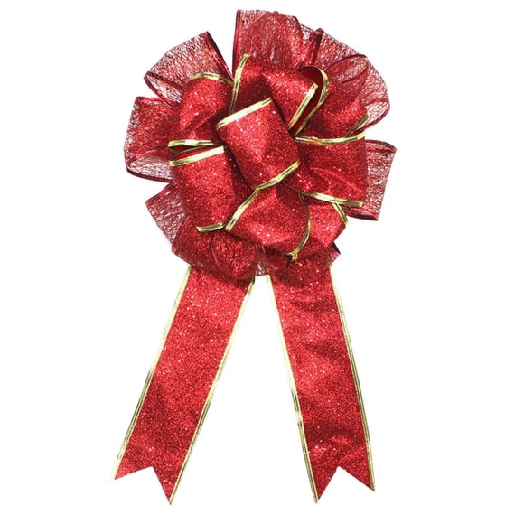Rbaofujie Glass Christmas Ornaments 1 PC Large Christmas Bow Red and Gold Bow Bouquet Decorations Vintage Christmas Decor