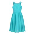 thumbnail image 2 of JanJean Kids Sleeveless Halter Neck Shiny Rhinestone Chiffon Flower Girls Dress Birthday Party Turquoise 16, 2 of 7
