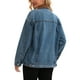 thumbnail image 3 of Abrigo de mujer INSPIRE CHIC de mezclilla con cuello de pana, mangas largas, abotonado, estilo western, chaqueta de jean, talla 2XL, gris azul, 3 of 6