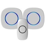 Classic Waterproof Wireless Doorbell - Wireless Long Range Electric Doorbell with LED Indicators, 32 Door Alert Chimes (White, 1 receiver + 1 transmitter), RingPoint Series