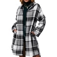 thumbnail image 2 of Black and Friday Clothing Sales Idoravan Plaid Shirts for Women Winter Jacket New Style Plaid Shirt Loose Long-sleeved Casual Shirt Cardigan Windbreaker Jacket Black L, 2 of 4