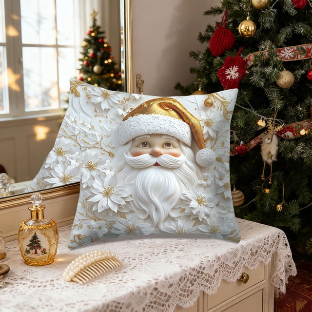 Adornos navideños, fundas de almohada navideñas, decoración navideña, decoración de sofá, almohada de lino, funda de almohada de lino de 45 x 45 cm.