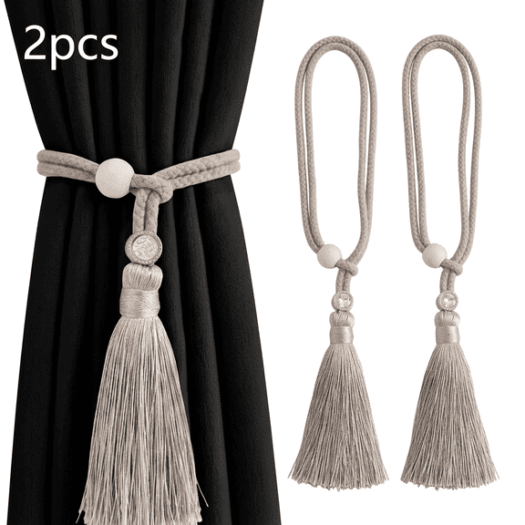 ROSEXIXI Curtain Tiebacks 2 Pcs Braided Rope Curtain Tie Tassel Drapery Tiebacks for Home Living Room Bedroom Office Window Decor